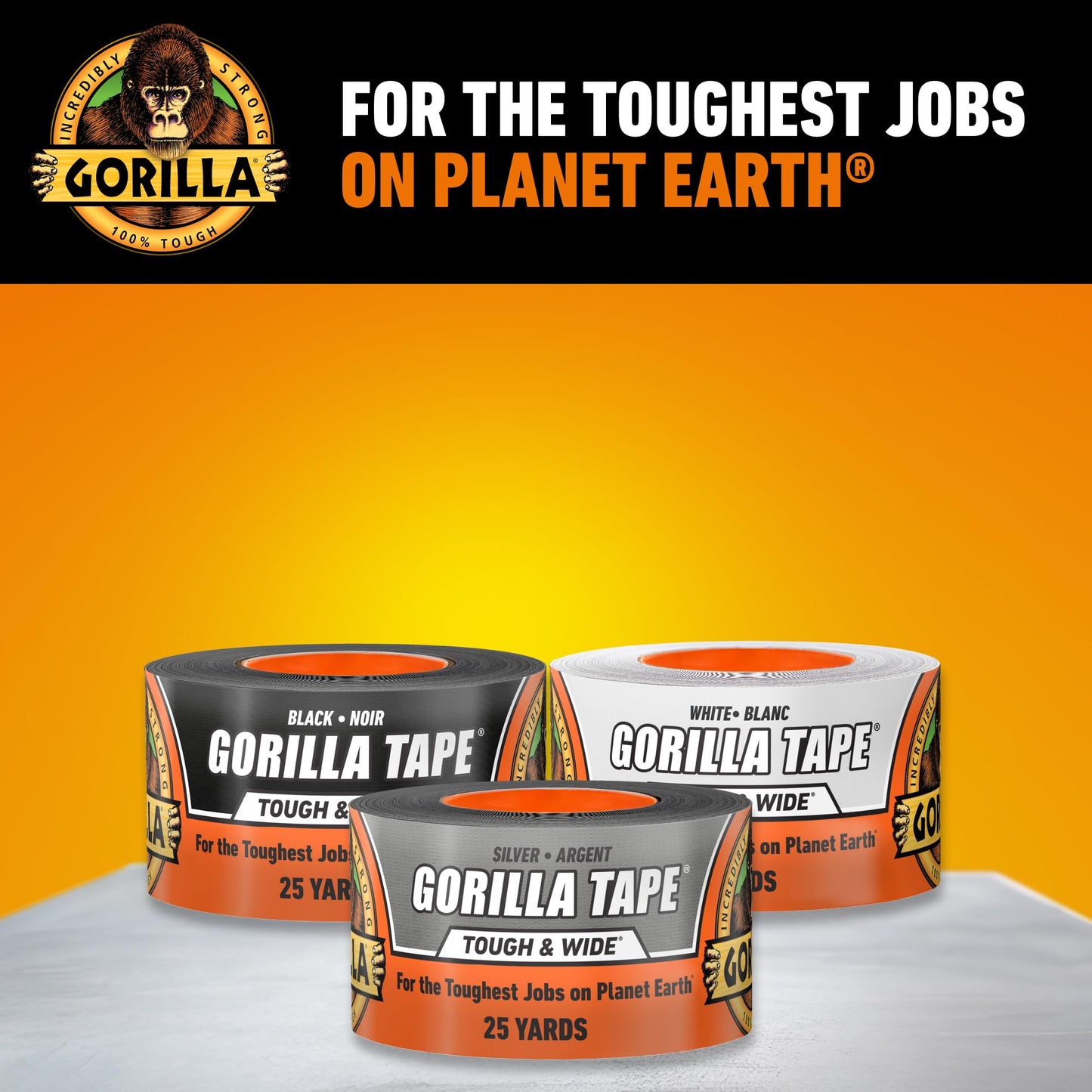 Gorilla Tape Tough & Wide, Silver Tape, 2.88" x 25 yd (Pack of 1) - Heavy Duty and Weather Resistant for Indoor or Outdoor