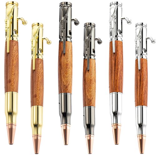 JEEJINYAN 6 Pcs Bolt Action Pen for Woodturning, Pen Sets for Men Gift, Durable and Easy to Use, Office Decor Pen, Woodworking Tools for Making Home (Silver, Gold, Black)