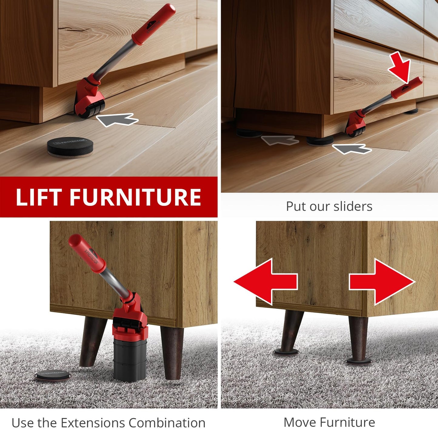 X-Protector Furniture Lifter Tool - Premium Furniture Jack Lifter Tool to Lift Furniture Easily - Appliance Lifter with 8.5" Adjustable Height - Ideal Jack to Lift Furniture Easily with Minimal Effort