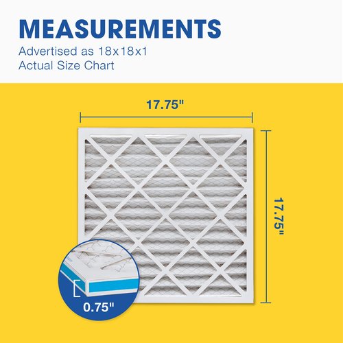 Aerostar 18x18x1 MERV 8 - 6 Count - High Efficiency Pleated HVAC, Furnace & Air Conditioner Filters - Removes Dust, Lint, Mold & Allergy-Causing Pollen