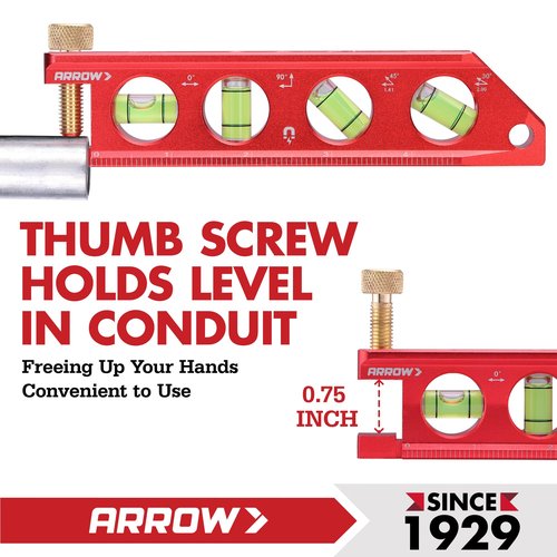 ARROW 6.3-Inch Torpedo Level, Magnetic Leveler with 0°/30°/45°/90° Bubbles, Top-view Windows, Aluminium Alloy Frame, Dual Metric and SAE Scales