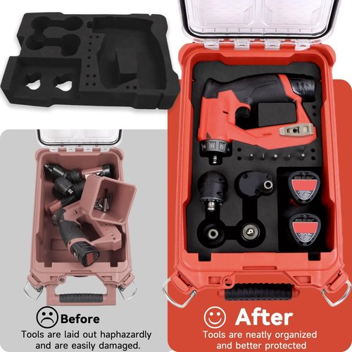 Terixe EVA Liner for Milwaukee 48-22-8435 Packout Tool Box - Precision-Cut Foam Insert Organizer for 2505-22 M12 Fuel Installation Drill/Driver Kit & Accessories (Black)