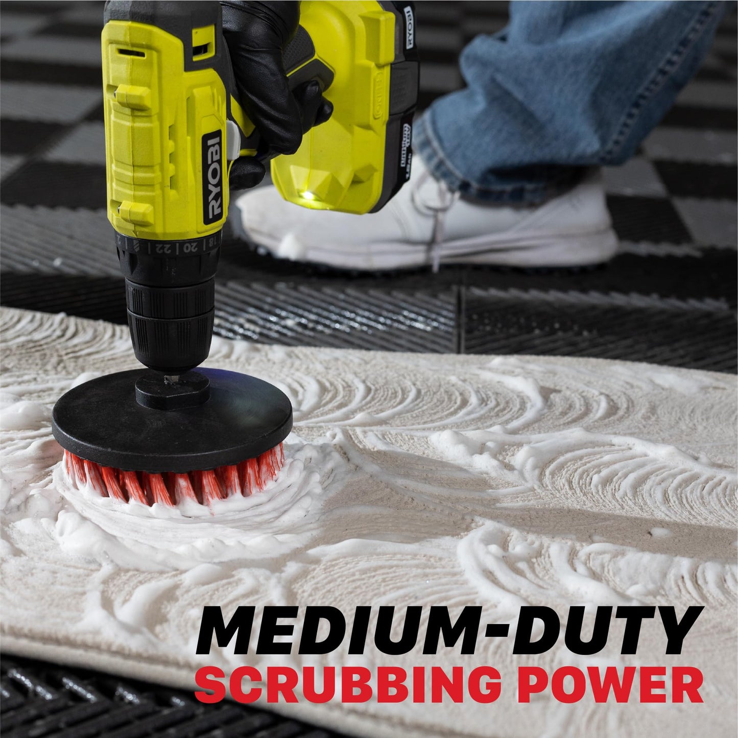 Maxshine 4” Universal M8 Medium-Duty Drill Brush – Upholstery & Carpet Scrubber Attachment for Car Detailing, Fabric, Seats, Floor Mats & Home Cleaning – Removes Stains, Grime, Spots & Buildup