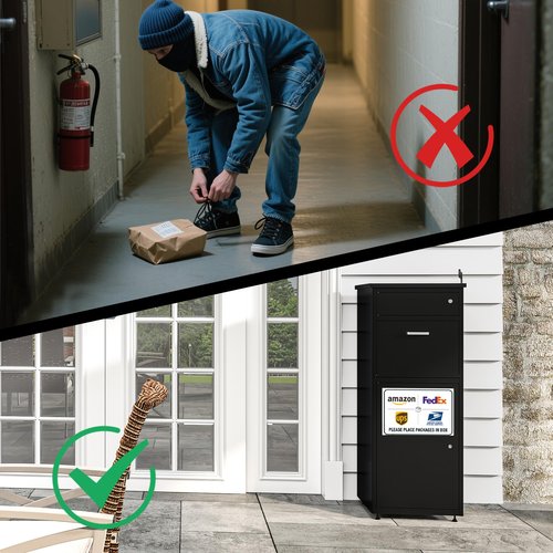 Package Delivery Boxes for Outside 44.5" H Large Parcel Drop Box with Mailbox Anti-Theft and Waterproof Outdoor Deliveries Box for Yard Garden Patio Home Porch Curbside