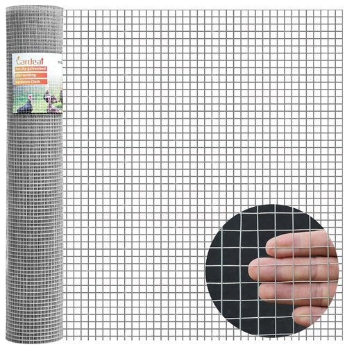 Gardeal 16in x 50ft 19 Gauge 1/2 Inch Hardware Cloth - Double Hot-Dipped Galvanized After Welding Steel Mesh - Duty Rust Proof Fencing for Gardens, Chicken Coops & Poultry Animal Netting Cage Screen