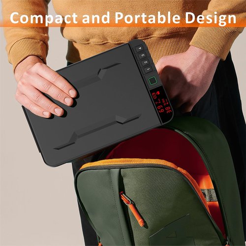Z ZLJUAN Portable Gun Pistol Safe with LCD Display of Temp,Humidity,Biometric Fingerprint,Keypad Lock,Key,Biometric Handgun Safe for Travel/Home/Car/Nightstand Beside (Black)