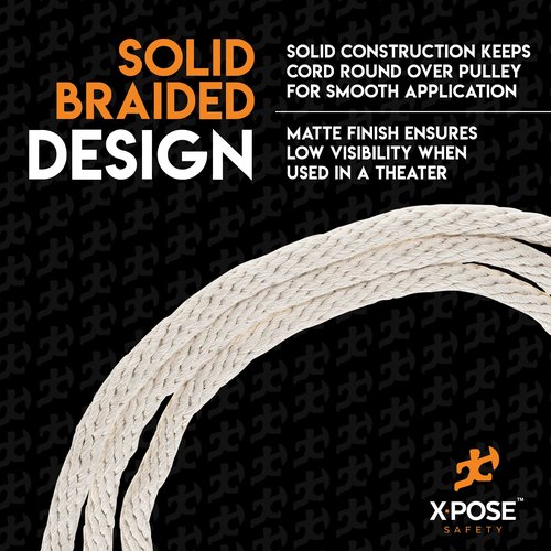 Xpose Safety #10 Sash Cord – 5/16 Inch x 100 Ft – White Cotton Rope with Nylon Core – Low Stretch Utility Cord for Window Sash, Tie Down, Clothesline, Camping, Rigging, DIY, Crafts, Home Improvement