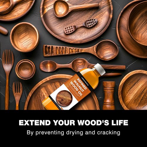 High-Performance Walnut Wood Oil Bowl Conditioner - Walnut Oil for Wood - Cleans, Shines, and Protects - Fine Wooden Bowl and Cutting Board Oil - Maintains Neglected Wood - 8 oz