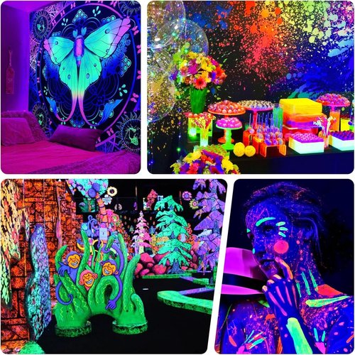 100W UV Black Light, 2 Pack Powerful IP66 Waterproof LED Lamps for Neon Glow Party, Halloween, Christmas Decor and Art Displays in Large Space (100W (2 Pack))