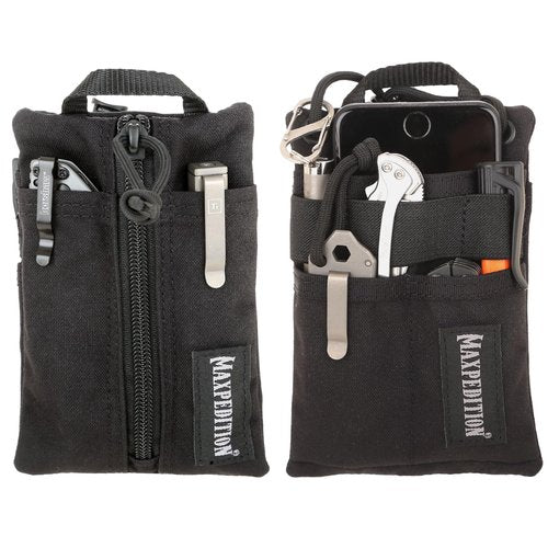 MAXPEDITION Platy Pocket Organizer 4” x 6” (Black) Durable EDC Tool Pouch for Men, Neck Wallet with Paracord Lanyard, Holds Flashlight, Multitool, Pen, Notebook, 0235B