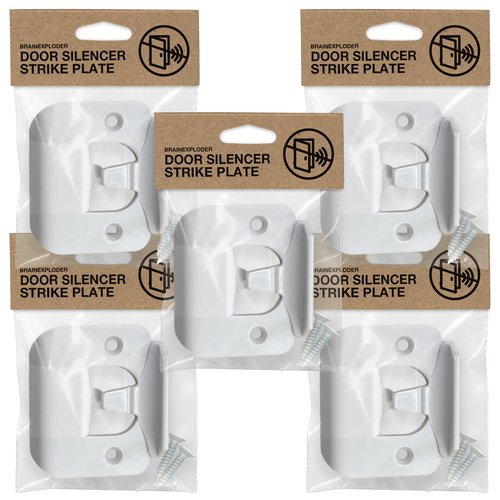 Door Silencer Strike Plate - Flexible, Noise Eliminating Fix for Loud Doors Fits with No Modifications, Stops Slamming Noise Perfect for Nursery, Bedroom, Sleepers, Auditory Issues (White, Five Pack)