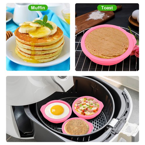 YINARONG 4 Pcs Air Fryer Egg Molds, Air Fryer Egg Molds Silicone, Air Fryer Bites Egg Molds for Muffin Lids, Toast, Non-Stick Air Fryer Accessories