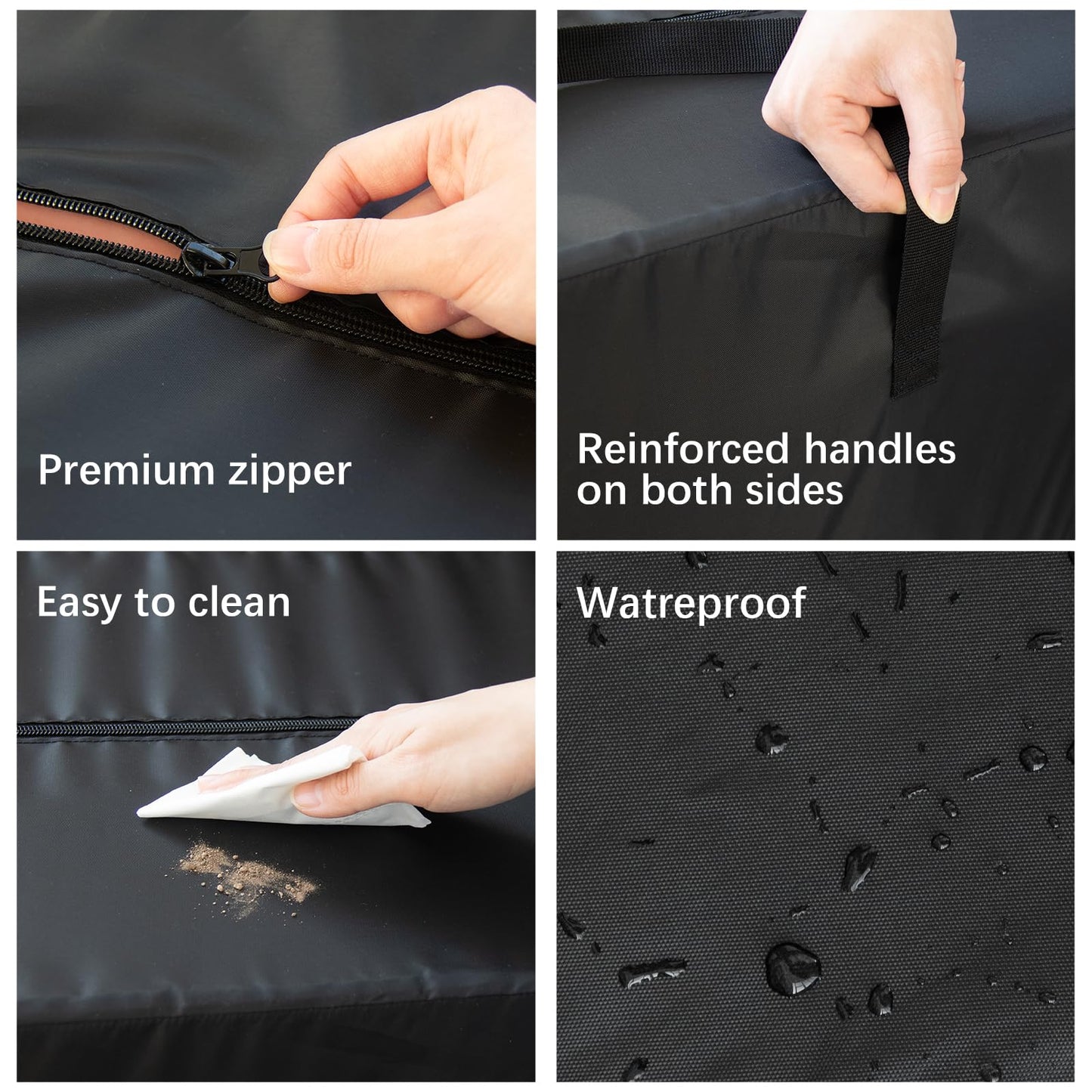 Moving Bags Heavy Duty with Strong Zipper & Handles, Sturdy Clothes Storage Bags, Packing Totes 6 Pack, College Dorm Room Essentials, Black