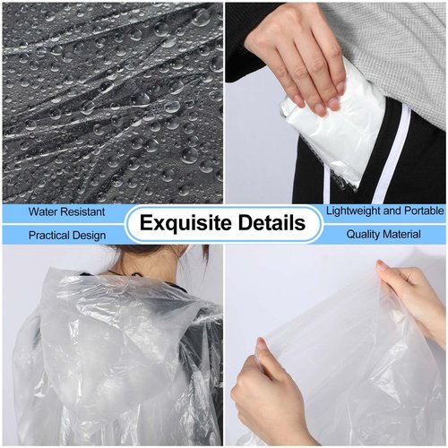 Handepo 150 Pack of Adult Rain Ponchos with Hood, Disposable Rain Ponchos, Plastic Emergency Raincoat Poncho for Adult Men Women, Traveling Camping Hiking Outdoors Activities