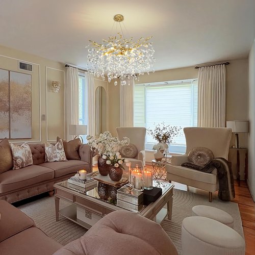 kvtinmty Modern Crystal Chandelier, 30" Chandeliers for Dining Room,Gold K9 Crystal Tree Branches Crystal Chandelier,10-Light Living Room Chandeliers, Fo Entryway,Foyer,Bedrooms