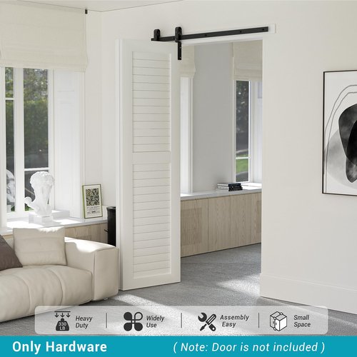 BONIKLUBA 36" Bi-Folding Sliding Barn Door Hardware Track Kit,Smoothly&Quietly,Side Mounted Black Roller,Easy Install,Door Not Included [Fit Double 16" Bifold Doors]