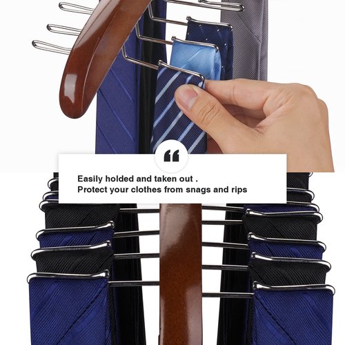 Ulimart Tie Rack Tie Hanger 24 Hooks Wooden, Tank Top Hanger,Belt Organizer for Closet,with Upgraded 360°Rotating, Belts Scarves Accessories for Bras,Tank Tops,Camisoles…
