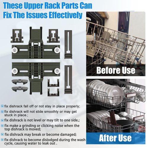 Upgraded W10350375 W10712395 Dishwasher Top Rack Adjuster Parts for Whirlpool WDTA50SAHZ0 Dishwasher Parts WDT750SAHZ0 WDT730PAHZ0 WDT970SAHZ0 Upper Rack Parts,For Kenmore 665 Dishwasher Top Rack Part