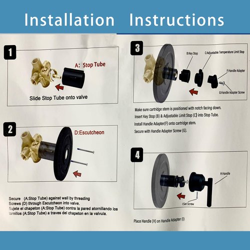 Shower Handle Replacement For Moen T2901BL Gibson Posi-Temp Valve Trim Kit, Matte Black Shower Trim Kit Shower Lever Handle（#2510 Valve Required）