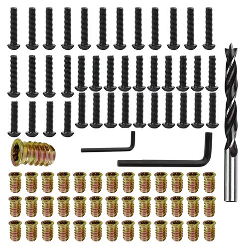 40 pcs 1/4"-20x15mm Wood Inserts+24 pcs 1/4"-20 x 3/4" Bolt+16 pcs 1/4"-20 x 1-1/4" Bolt with Twist Drill and 2 pcs Wrench,Furniture Fastenerr