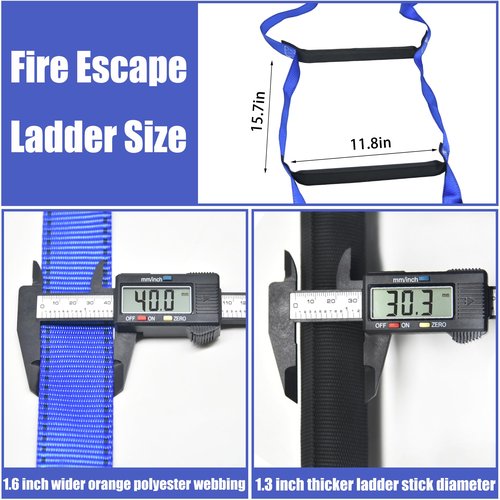Emergency Fire Escape Ladder 9.8 Feet Portable Safety Rope Ladder Emergency Escape Ladders for 2-3 Story Homes for Windows, Balconies, and Sailboats, Kayaks, Etc