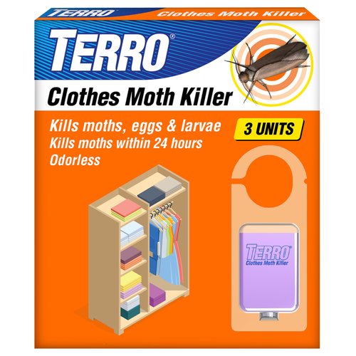 TERRO Clothes Moth Killer – T2903 3 Pack | Kills Adult Clothes Moths, Moth Larvae, and Moth Eggs | No Moth Balls Odor