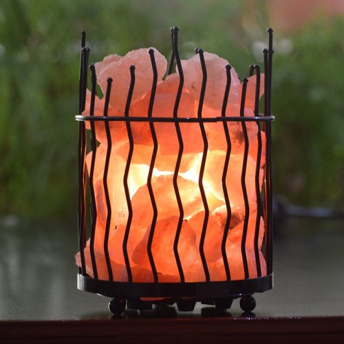 Himalayan Glow 1332 Piller Salt Basket Lamp, Standard, Amber Glow