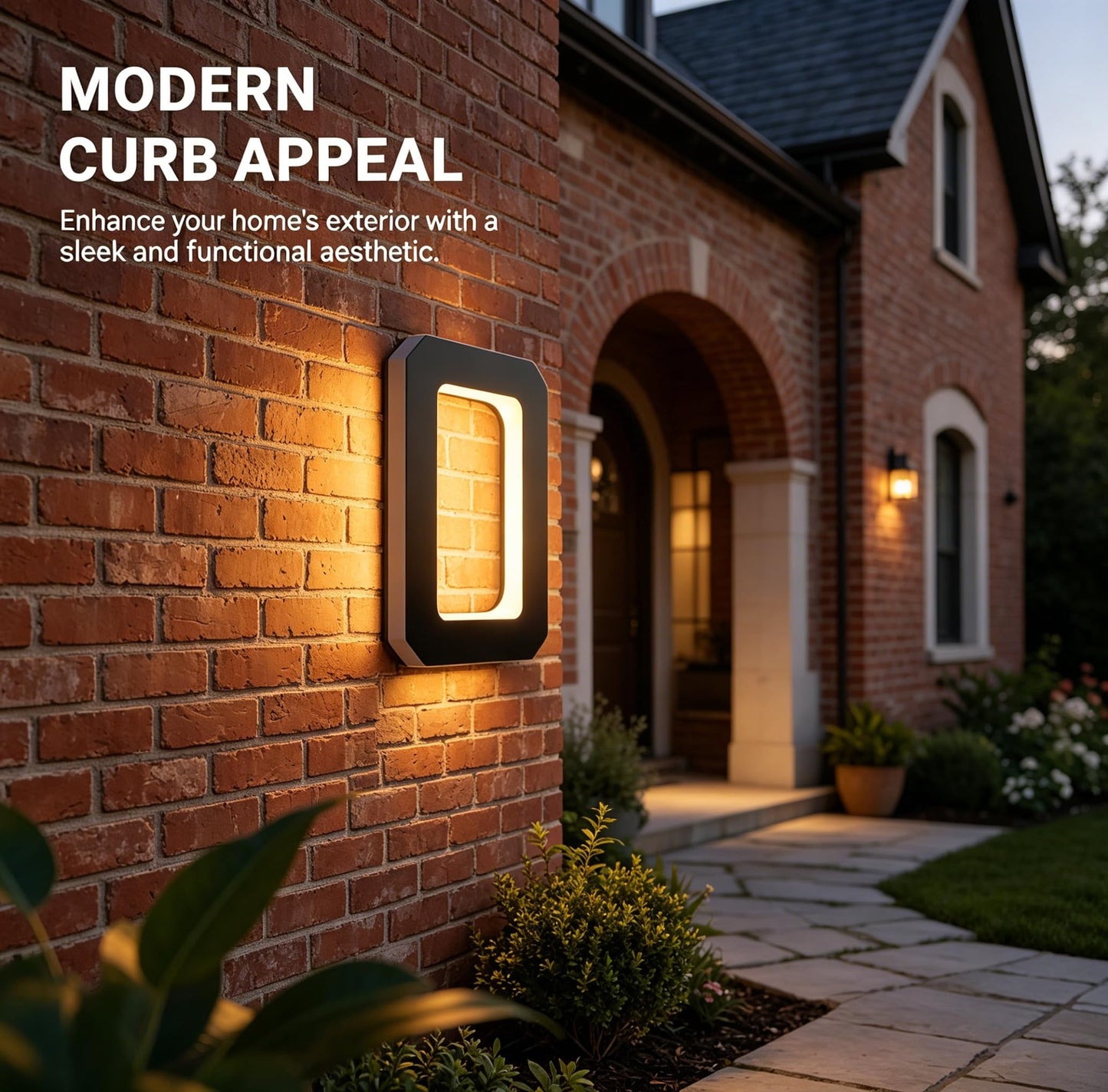 Solar Lighted House Numbers for Outside - 6.7-Inch Solar LED House Numbers & Letters, IP44 Weatherproof Wall Mount for Home Garage Fence with Easy Installation (6-Black)