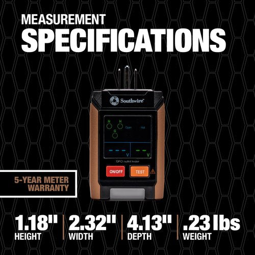 Southwire GFCI Receptacle Tester with LCD Display, 3 Prong, GFCI Tester, 40032S