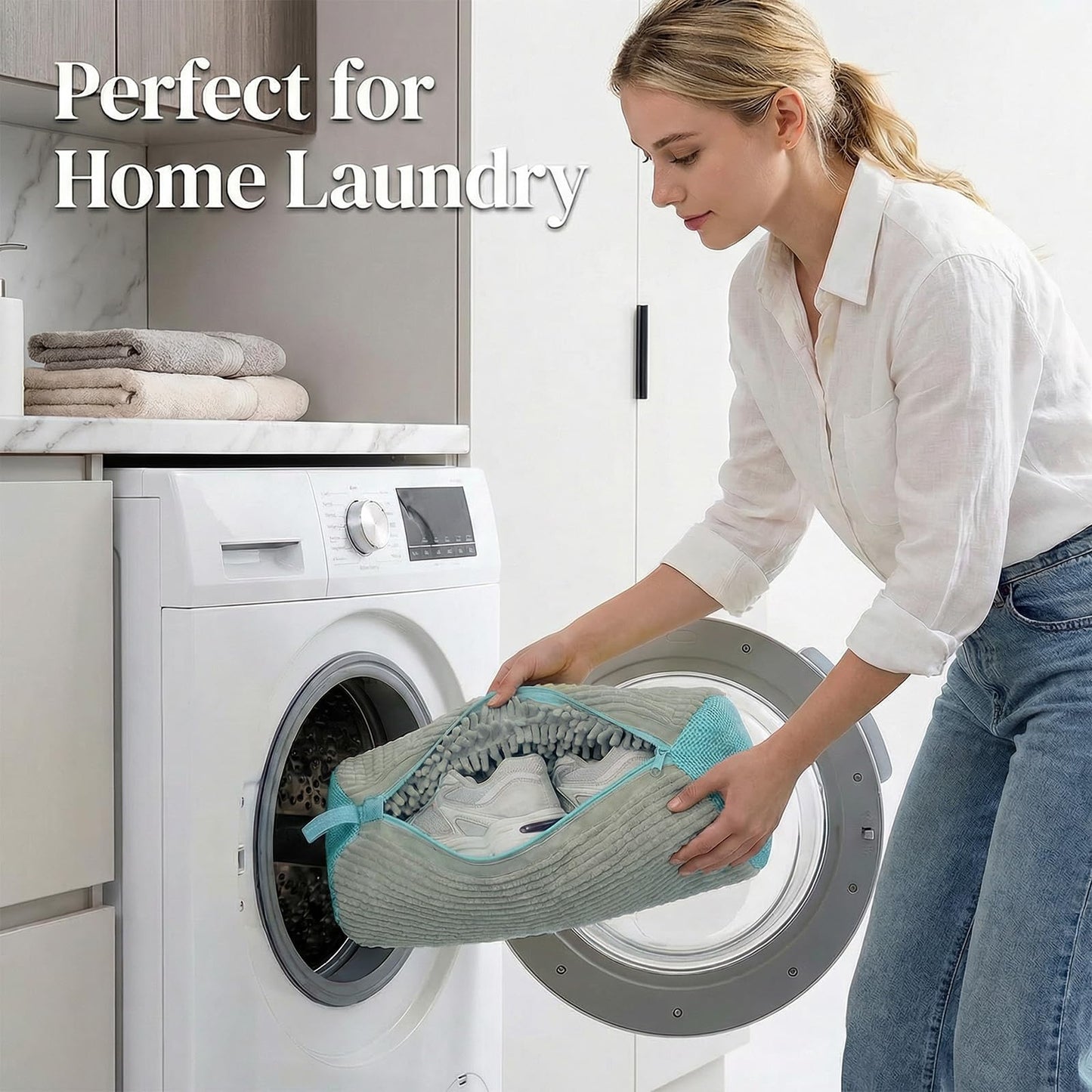 Shoe Washing Machine Bag for Sneakers and Shoes, Laundry Shoe Bag with Washer and Dryer, Zipper and Reusable Shoe Cleaning Bag(Gray)