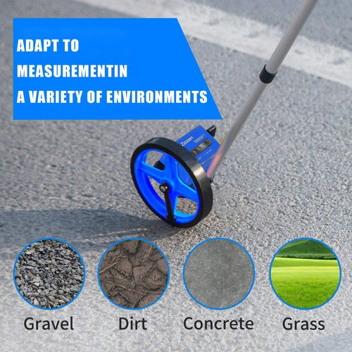 Zozen Measuring Wheel, Blue 6Inch Measure Wheel, Distance Measuring in Feet, Rolling Measurement [Up To 10,000Ft], Telescopic/Mechanical/One Key to Reset, Include Carrying Bag.