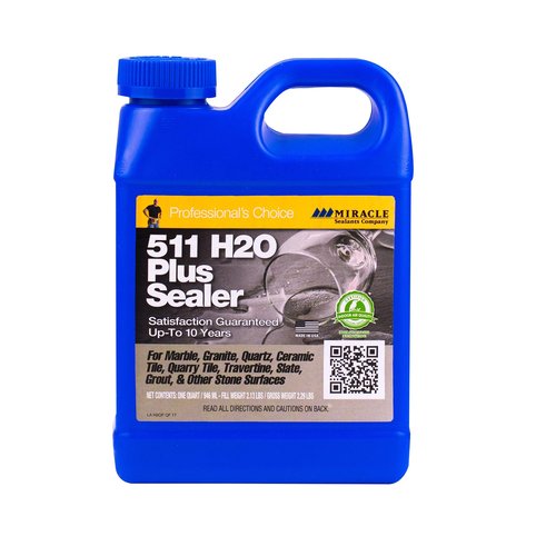 Miracle Sealants 511 H2O Plus Advanced Penetrating Sealer for Countertops, Stone, Tile & Grout, Quart