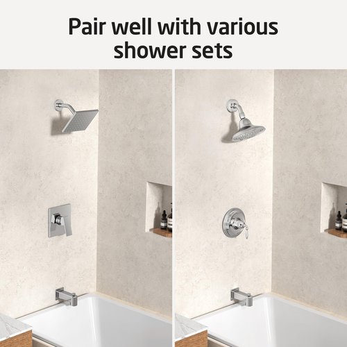 All Metal Tub Spout with Diverter, KES 5-3/8 Inch Bath Tub Faucet Replacement with Stainless Steel Extension Nipple, Black Shower Slip-on Bathtub Faucet for 1/2 Inch Copper Pipe, PTSN300-BK
