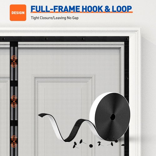 MAGZO Magnetic Screen Door Fit Door Size 72 x 80 Inch, Screen Size 74" x 81" Strong Magnet French Style Mesh, Fiberglass Heavy Duty Mesh with Hook & Loop for Sliding Entrance, Gray