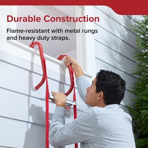 Kidde Fire Escape Ladder, 2-Story Rope Ladder, Extends to 13-Feet, Anti-Slip Rungs