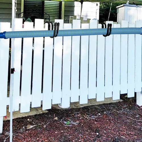 2 Pcs Adjustable Fence Hooks for Pool Equipment- Heavy Duty Poolside Pool Hanger for Pool Poles, Hose, Pool Skimmer,Pool Beach Towels, Pool Brush - No Installation Tools Required