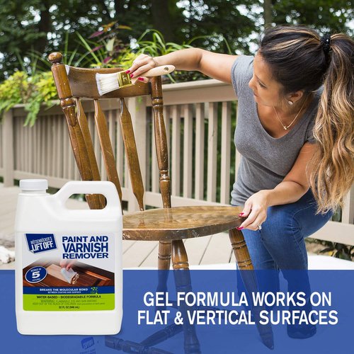 Motsenbocker's Lift Off 41132 32-Ounce Paint and Varnish Remover for Wood Stain, Solvent Paint, Lacquers, Polyurethane Works on Cabinetry, Furniture, Wood and More Water-Based, Pack of 1
