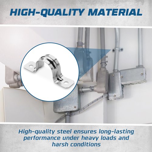 OHLECTRIC Heavy Duty Pipe Strap (25 Pack - 1 Inch) Zinc Plated Conduit Clamps, 2 Hole Steel EMT Pipe Strap U Bracket, Zinc Coated Tension Tube Clip, Metal Pipe Clamp for EMT Conduits