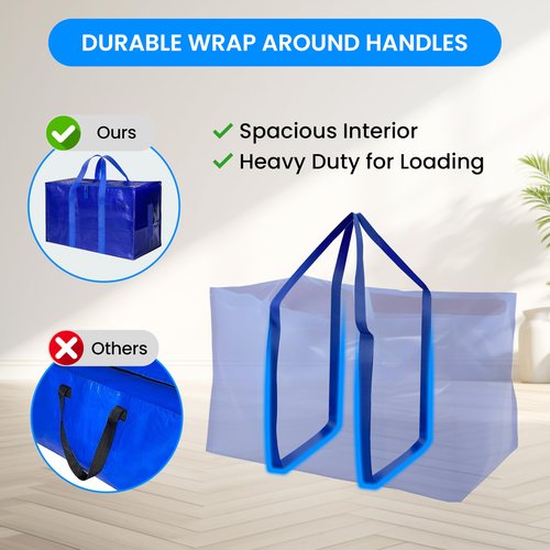 Simple Deluxe Extra Large Moving Bags 10 Pack, Heavy Duty Storage Totes with Surround Handles & Zipper, for Clothes Packing, Moving Supplies, Blue