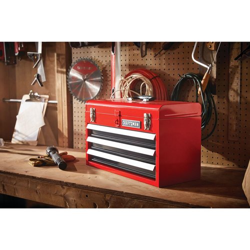 CRAFTSMAN Tool Chest, 3-Drawer, Portable, with Wrench Organizer, Stainless Steel, Capacity Holds Up To 25-lb In Each Drawer (CMST53005RB)