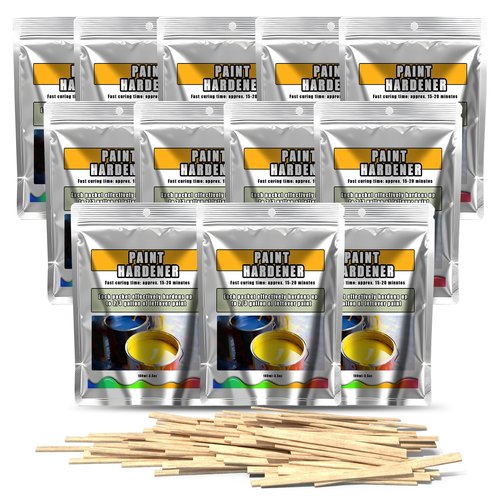 12 Pack Paint Hardener for Disposal - Fast Acting Solidifier for Disposal - Paint Drying Powder for Acrylic & Latex Paint with 12 Pcs 14 Inch Wooden Stir Sticks