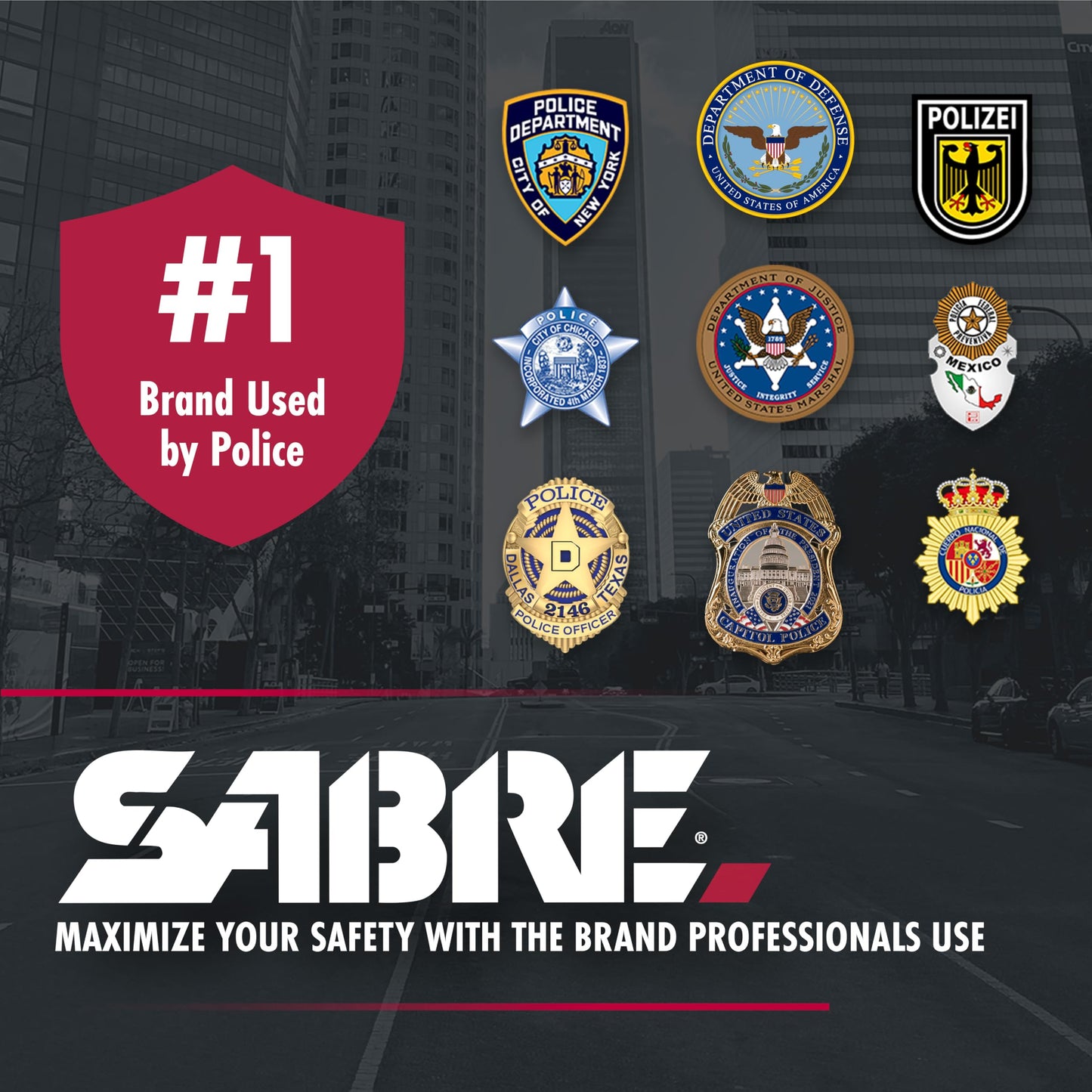 SABRE Defense Spray, 3-in-1 Formula Contains Max Strength Pepper Spray, CS Military Tear Gas & UV Marking Dye, Quick Release Key Ring for Easy Carry, Finger Grip for More Accurate Aim, 0.54 fl oz