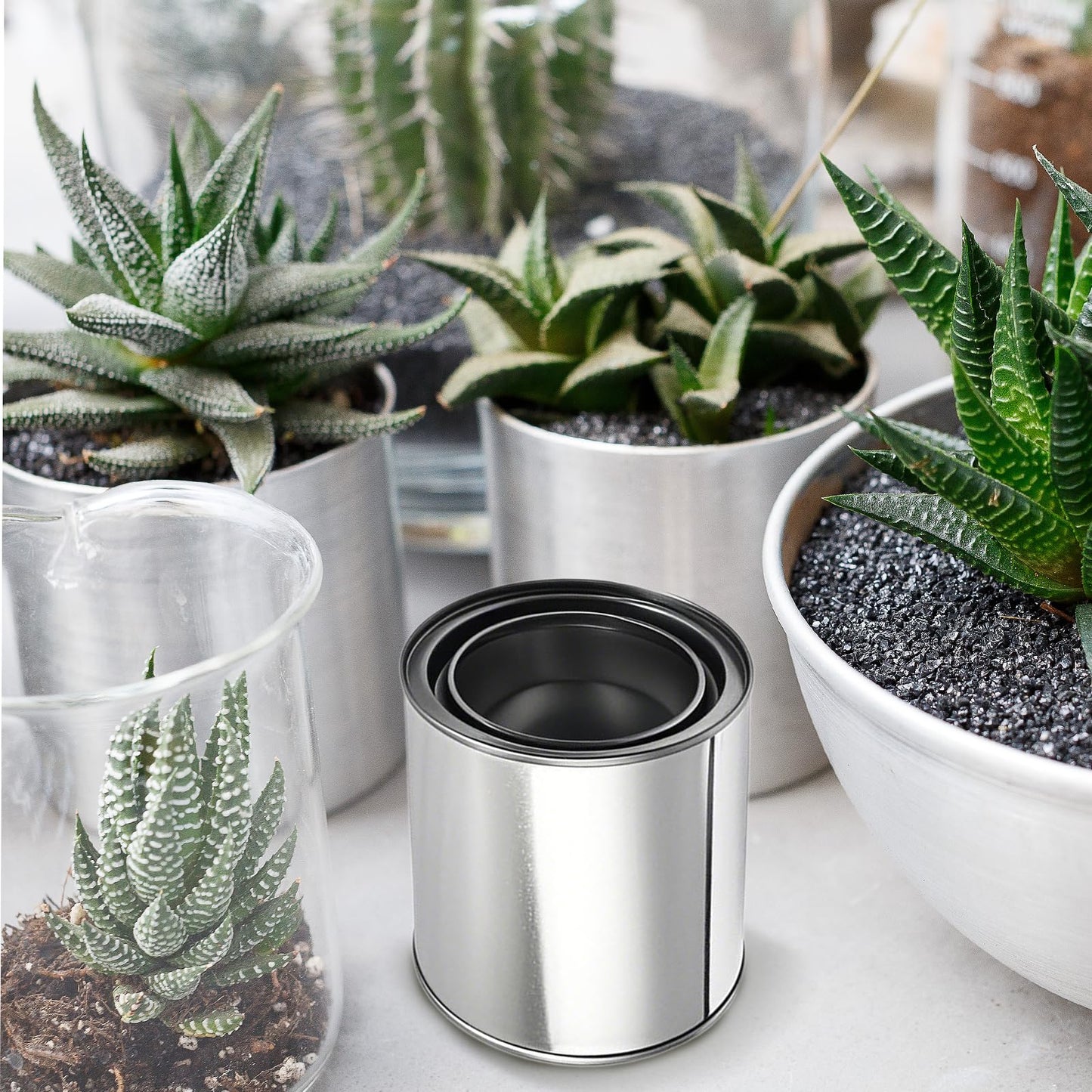 Litoexpe 8 Pcs 1/4 Pint Size Empty Metal Paint Cans, 0.5 Cup Paint Storage Containers with Lids Capacity Touch Up Paint Containers for DIY Projects Leftover Pain