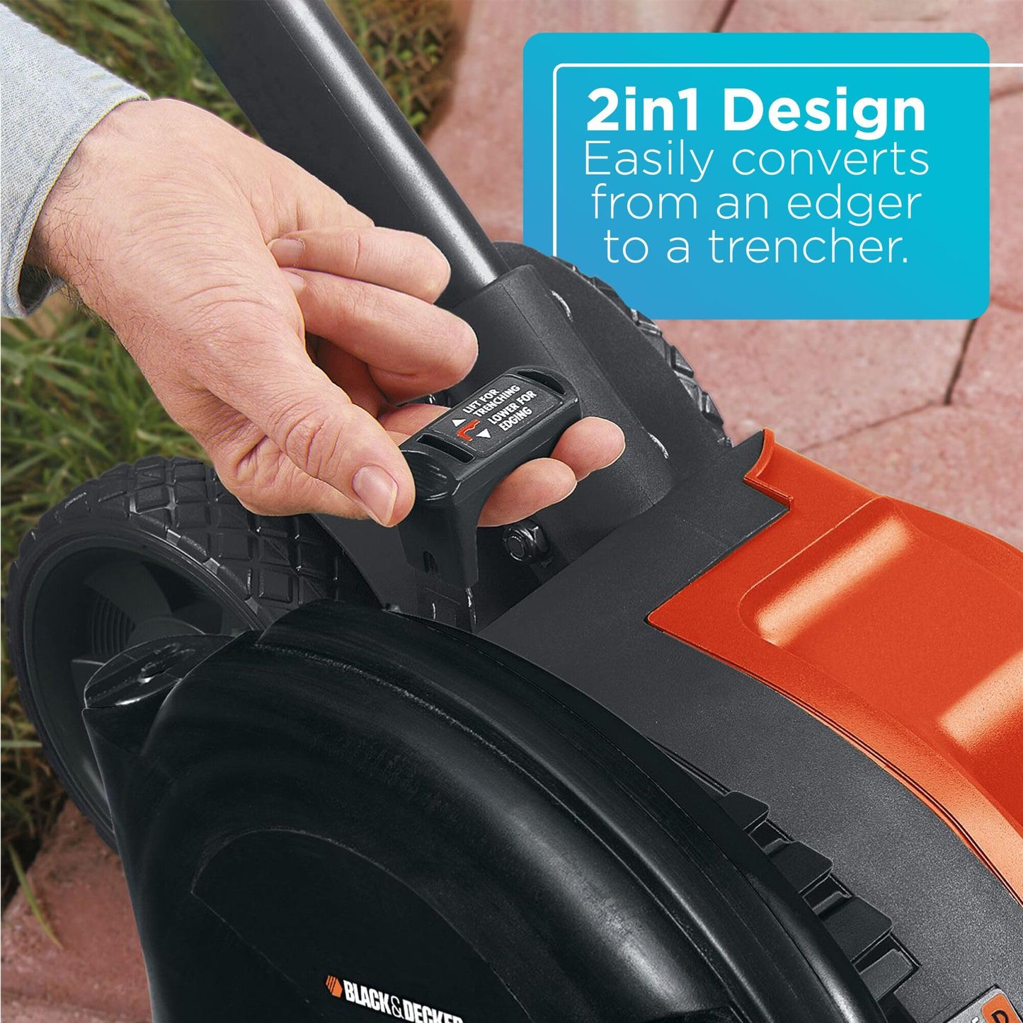 BLACK+DECKER Lawn Edger Trencher 2 in 1, 12 Amp 7.5 in. Electric Edger Lawn Tool for Landscaping and Trench Digger, 3 Height Settings, Corded (LE760FF)