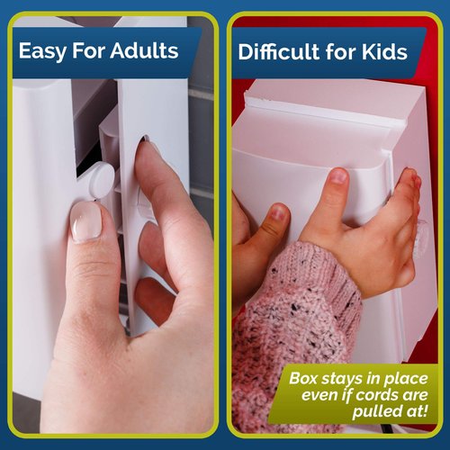 Baby Safety Outlet Cover Box (2 Pack) Double Lock for Much Better Toddler Proofing, Easier Operation, Simple 3 Step Install with Included Screws. Provides Extra Space Inside for Plugs (2 Pack, White)