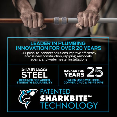 SharkBite Max 1/2 x 1/2 Inch FNPT Adapter, Push To Connect Brass Plumbing Fitting, PEX Pipe, Copper, CPVC, PE-RT, HDPE, UR072A