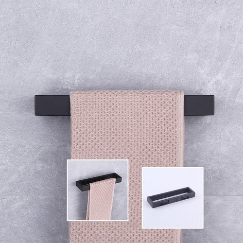 GERZWY Modern Black Towel Holder SUS304 Stainless Steel Towel Hanger Towel Ring for Bathroom Lavatory Wall Mount Contemporary Style HG1706-BK