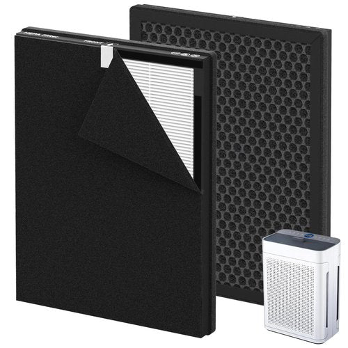 2 Pack K2 Replacement Filter Compatible with LUNINO K2 Air Purifier, Double-Sided Filters for Home Large Room up to 3000sq.ft, H13 True HEPA and Activated Carbon Filter