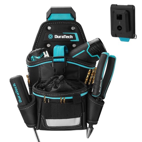 DuraTech Drill Holster with Quick Release Buckle, Heavy Duty Impact Driver Holster, Drill Pouch with Holder Strap, Multi Pockets & Front Drawstring Pouch