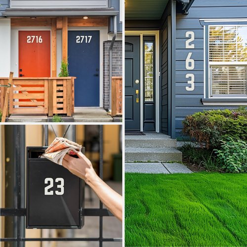 4 Inch White Metal Letters, Modern House Numbers for Outside, White Door Mailbox Numbers, Metal House Address Letter and Number for Office Apartment Outside (1)